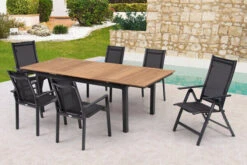 OUTFLEXX Esstischgarnitur, OUTFLEXX® Anthrazit Matt, Alu / Teak / Textil, Ausziehtisch 180/240x100cm, 4 Stapelsessel, 2 Multipo -Kettler Verkaufs-Shop 22195 7.jpg