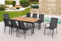 OUTFLEXX Esstischgarnitur, OUTFLEXX® Anthrazit Matt, Alu / Teak / Textil, Tisch 180/240x100cm, 8 Sessel, Stapelbar -Kettler Verkaufs-Shop 22198 6.jpg