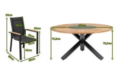 OUTFLEXX Esstischgarnitur, OUTFLEXX® Anthrazit Matt, Alu / Teak / Textil, Esstisch Ø 150 Cm, 5 Stapelstühle -Kettler Verkaufs-Shop 22201 5.jpg