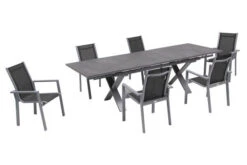 OUTFLEXX Esstischgarnitur, Silber, Alu / HPL / Textil, Tisch 180/280x100cm, 6 Stapelsessel -Kettler Verkaufs-Shop 22223 2.jpg