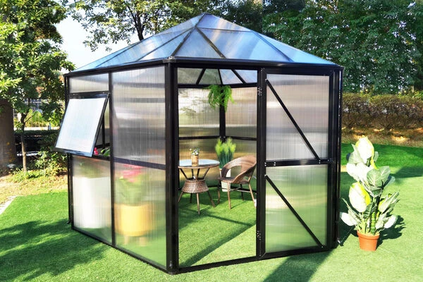 OUTFLEXX Gewächshaus, Schwarz, Alu/Polycarbonat, 309x355x272cm, Pulverbeschichtet 3 OUTFLEXX Gewächshaus, Schwarz, Alu/Polycarbonat, 309x355x272cm, Pulverbeschichtet