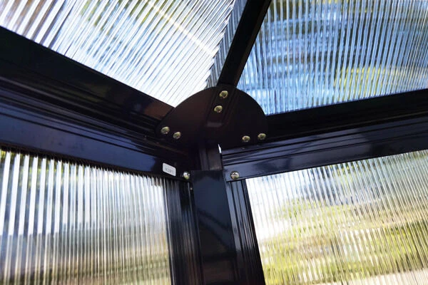 OUTFLEXX Gewächshaus, Schwarz, Alu/Polycarbonat, 309x355x272cm, Pulverbeschichtet 11 OUTFLEXX Gewächshaus, Schwarz, Alu/Polycarbonat, 309x355x272cm, Pulverbeschichtet – Bild 9