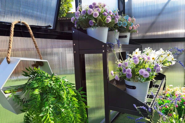 OUTFLEXX Gewächshaus, Schwarz, Alu/Polycarbonat, 309x355x272cm, Pulverbeschichtet 12 OUTFLEXX Gewächshaus, Schwarz, Alu/Polycarbonat, 309x355x272cm, Pulverbeschichtet – Bild 10