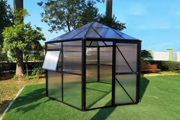 OUTFLEXX Gewächshaus, Schwarz, Alu/Polycarbonat, 309x355x272cm, Pulverbeschichtet 4 OUTFLEXX Gewächshaus, Schwarz, Alu/Polycarbonat, 309x355x272cm, Pulverbeschichtet – Bild 2