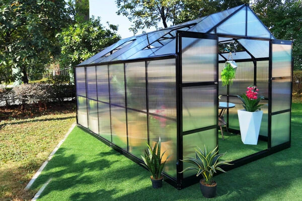 OUTFLEXX Gewächshaus, Schwarz, Alu/Polycarbonat, 372x250x228cm, Pulverbeschichtet 4 OUTFLEXX Gewächshaus, Schwarz, Alu/Polycarbonat, 372x250x228cm, Pulverbeschichtet – Bild 2