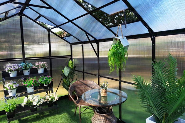 OUTFLEXX Gewächshaus, Schwarz, Alu/Polycarbonat, 494x250x228cm, Pulverbeschichtet 13 OUTFLEXX Gewächshaus, Schwarz, Alu/Polycarbonat, 494x250x228cm, Pulverbeschichtet – Bild 11