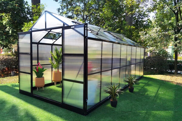 OUTFLEXX Gewächshaus, Schwarz, Alu/Polycarbonat, 494x250x228cm, Pulverbeschichtet 4 OUTFLEXX Gewächshaus, Schwarz, Alu/Polycarbonat, 494x250x228cm, Pulverbeschichtet – Bild 2