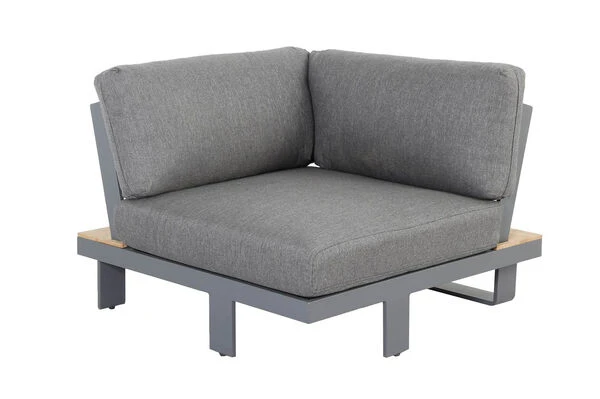 OUTFLEXX Ecklounge, Grau, Alu/Akazie Im Teak Look, 5 Personen, Inkl. Polster In Grau, Tisch 130x95 Cm 12 OUTFLEXX Ecklounge, Grau, Alu/Akazie Im Teak Look, 5 Personen, Inkl. Polster In Grau, Tisch 130x95 Cm – Bild 10