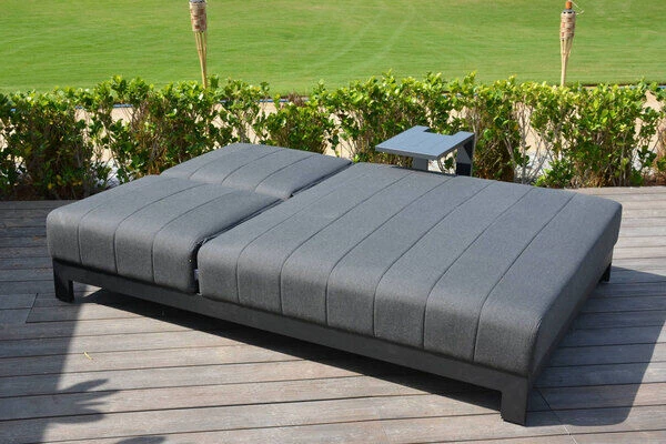 OUTFLEXX Doppelliegen, Anthrazit/sooty, Alu/Sunbrella, 203x143x40/100, Höhenverstellbare Rückenlehne 6 OUTFLEXX Doppelliegen, Anthrazit/sooty, Alu/Sunbrella, 203x143x40/100, Höhenverstellbare Rückenlehne – Bild 4