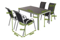 VILLANA Esstischgarnitur, Silber/schwarz, Alu/Holzimitat/Textil, Tisch 150x90cm, 4 Sessel, Stapelbar -Kettler Verkaufs-Shop 22557 05.jpg