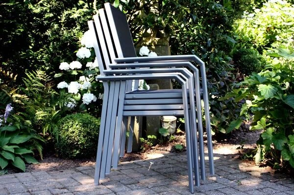 VILLANA Esstischgarnitur, Silber/schwarz, Alu/Holzimitat/Textil, Tisch 150x90cm, 2 Multipo, 4 Stapelsessel 19 VILLANA Esstischgarnitur, Silber/schwarz, Alu/Holzimitat/Textil, Tisch 150x90cm, 2 Multipo, 4 Stapelsessel – Bild 17