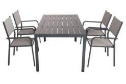 VILLANA Esstischgarnitur, Anthrazit/grau, Alu/Holzimitat/Textil, Tisch 150x90cm, 4 Stapelsessel -Kettler Verkaufs-Shop 22579 08.jpg