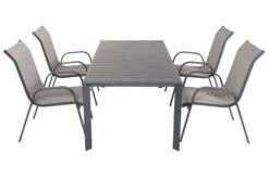 VILLANA Esstischgruppe, Anthrazit/grau, Alu/Textilene, Tisch 130/180x90cm, 4 Sessel, Stapelbar -Kettler Verkaufs-Shop 22581 08.jpg