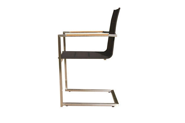 OUTFLEXX Esstischgarnitur, Silber/schwarz, Edelstahl/Granit/Textil, 200x100 Cm, 4 Freischwinger, 2 Multipos, Padded, FSC-Teakholz 10 OUTFLEXX Esstischgarnitur, Silber/schwarz, Edelstahl/Granit/Textil, 200x100 Cm, 4 Freischwinger, 2 Multipos, Padded, FSC-Teakholz – Bild 8