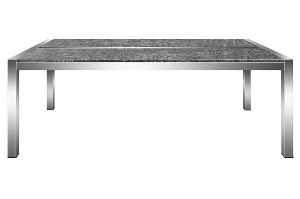 OUTFLEXX Esstischgarnitur, Silber/schwarz, Edelstahl/Granit/Textil, 200x100 Cm, 4 Freischwinger, 2 Multipos, Padded, FSC-Teakholz 14 OUTFLEXX Esstischgarnitur, Silber/schwarz, Edelstahl/Granit/Textil, 200x100 Cm, 4 Freischwinger, 2 Multipos, Padded, FSC-Teakholz – Bild 12