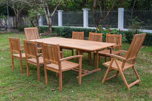 OUTFLEXX Sitzgruppe, Natur, Akazie, Ausziehtisch 150/200 X 90 Cm, 2 Multipo, 6 Armlehnensessel 3 OUTFLEXX Sitzgruppe, Natur, Akazie, Ausziehtisch 150/200 X 90 Cm, 2 Multipo, 6 Armlehnensessel