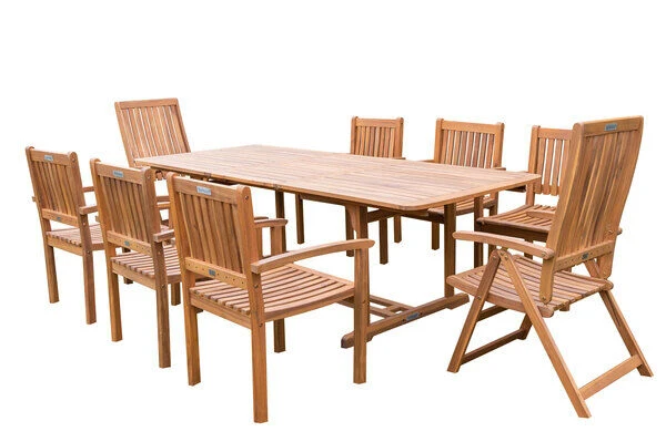 OUTFLEXX Sitzgruppe, Natur, Akazie, Ausziehtisch 150/200 X 90 Cm, 2 Multipo, 6 Armlehnensessel 4 OUTFLEXX Sitzgruppe, Natur, Akazie, Ausziehtisch 150/200 X 90 Cm, 2 Multipo, 6 Armlehnensessel – Bild 2