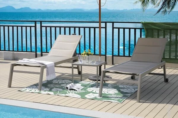 OUTFLEXX 2er-Set Rolliege, Champagner, Alu/Textilene, 192x72x95 Cm, Verstellbar, Inkl. Räder Und Beistelltisch 3 OUTFLEXX 2er-Set Rolliege, Champagner, Alu/Textilene, 192x72x95 Cm, Verstellbar, Inkl. Räder Und Beistelltisch