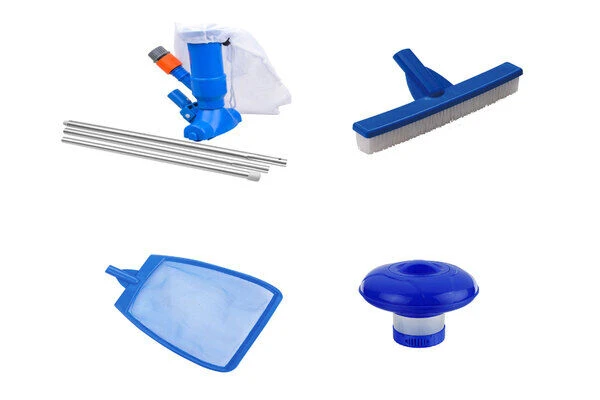 OUTTECH Poolpflege-Set, Weiß/blau, Kunststoff, 4-teilig, Inkl. Vakuum Sauger, Bürste, Dosierschwimmer Und Kescher 3 OUTTECH Poolpflege-Set, Weiß/blau, Kunststoff, 4-teilig, Inkl. Vakuum Sauger, Bürste, Dosierschwimmer Und Kescher