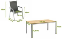 KETTLER Granada/Basic Plus Sitzgruppe, Silber/anthrazit, Alu/Teak, Teaktisch 160x95 Cm,4 Stapelsessel, FSC-Teak -Kettler Verkaufs-Shop 22939 5.jpg