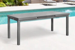 STERN New Top Esstischgarnitur, Graphit, Alu / Glas / Textil, Tisch 180/240x100cm, 4 Stapel-, 2 Klappsessel -Kettler Verkaufs-Shop 23003 4.jpg