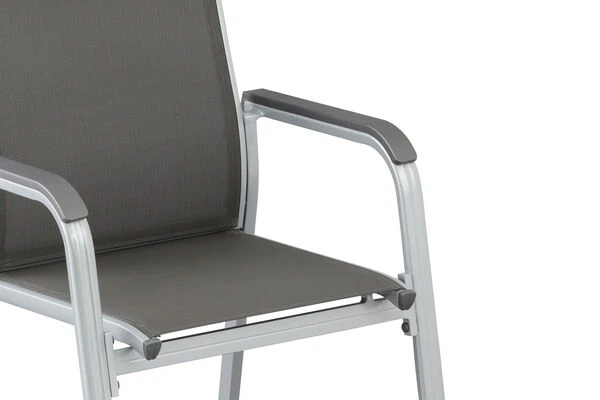 KETTLER BasicPlus Esstischgarnitur, Silber / Anthrazit, Alu / HPL / Textil, Tisch 180/280x100cm, 8 Stapelsessel 14 KETTLER BasicPlus Esstischgarnitur, Silber / Anthrazit, Alu / HPL / Textil, Tisch 180/280x100cm, 8 Stapelsessel – Bild 12