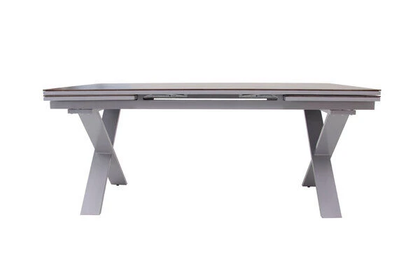 KETTLER Granada Esstischgarnitur, Silber / Anthrazit, Alu / HPL / Teak, Tisch 180/280x100cm, 8 Stapelsessel 12 KETTLER Granada Esstischgarnitur, Silber / Anthrazit, Alu / HPL / Teak, Tisch 180/280x100cm, 8 Stapelsessel – Bild 10