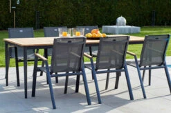 HARTMAN Silencio / Aruba Sitzgruppe, Xerix/natur, Alu/Teak, 8 Dining Sessel, 220x100cm, FSC-Teak Armlehnen