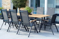 HARTMAN Silencio / Aruba Sitzgruppe, Xerix/natur, Alu/Teak, 2 Dining Sessel, 6 Multipo, 160/220x90cm, FSC-Teak Armlehnen