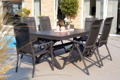 HARTMAN Xanadu / Alice Sitzgruppe, Xerix, Alu/Textilene/Glaskeramik, 2 Stapelsessel, 4 Multipo, 160/220x100cm