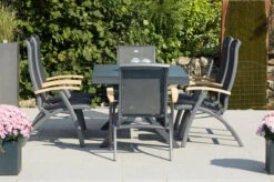 HARTMAN Xanadu / Da Vinci Sitzgruppe, Xerix/natur, Alu/Teak/Glaskeramik, 2 Dining Sessel, 6 Multipo, 160/220x100cm, FSC-Teak Armlehnen