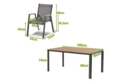 HARTMAN Aruba Sitzgruppe, Xerix/natur, Alu/Teak, 6 Dining Sessel, 160x90cm, FSC-Teak Armlehnen -Kettler Verkaufs-Shop 23306 mass.jpg