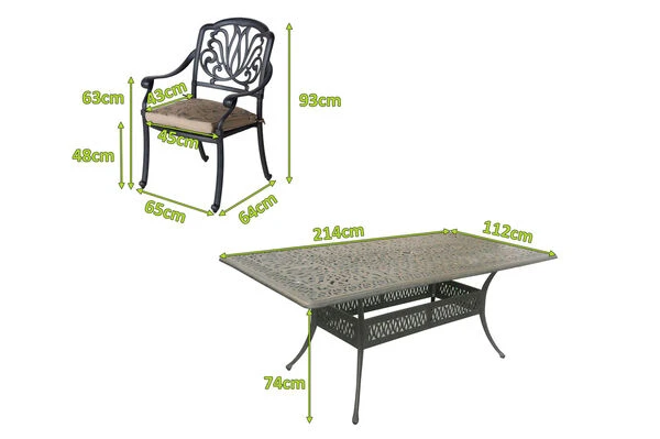 HARTMAN Amalfi Sitzgruppe, Bronze, Alu-Guss, 6 Dining Sessel, 214x112cm 6 HARTMAN Amalfi Sitzgruppe, Bronze, Alu-Guss, 6 Dining Sessel, 214x112cm – Bild 4