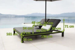 OUTFLEXX Twin Doppelliege, Sooty/marble, Alu/Sunbrella, 196 X 161 X 34 Cm, Rückenlehne Verstellbar, Inkl. Beistelltisch Und 1x Rückenkissen -Kettler Verkaufs-Shop 23469 mass.jpg