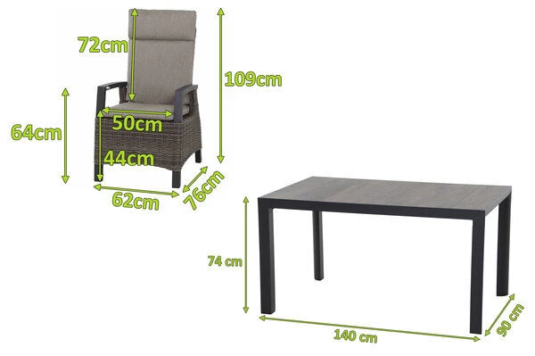 SIENA GARDEN Silva/Corido Dining Set, Anthrazit/grau, Alu/Gardino®-Geflecht/Keramik, 140 X 90cm, Inkl. 4 Diningsessel 7 SIENA GARDEN Silva/Corido Dining Set, Anthrazit/grau, Alu/Gardino®-Geflecht/Keramik, 140 X 90cm, Inkl. 4 Diningsessel – Bild 5