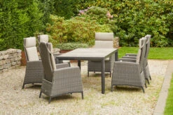 SIENA GARDEN Silva/Amira Dining Set, Anthrazit/grau, Alu/Gardino®-Geflecht/Keramik, 183 X 100cm, Inkl. 6 Diningsessel, Verstellbar