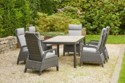 SIENA GARDEN Silva/Solea Dining Set, Anthrazit/blau/grau, Alu/Gardino®-Geflecht/Keramik, 183 X 90cm, Inkl. 6 Diningsessel, Stufenlos Verstellbar