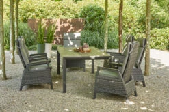 SIENA GARDEN Silva/Solea Dining Set, Anthrazit/blau/grau, Alu/Gardino®-Geflecht/Keramik, 220 X 100cm, Inkl. 6 Diningsessel, Stufenlos Verstellbar