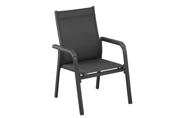 KETTLER Cubic/BasicPlus Esstischgarnitur, Anthrazit, Alu/Kettalit/Textilene, 160x90 Cm, 6 Stapelsessel 4 KETTLER Cubic/BasicPlus Esstischgarnitur, Anthrazit, Alu/Kettalit/Textilene, 160x90 Cm, 6 Stapelsessel – Bild 2