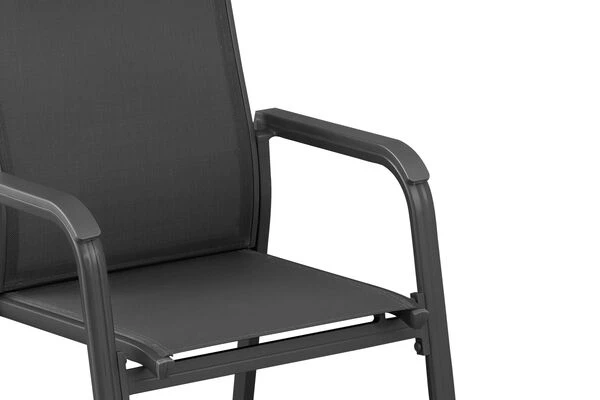 KETTLER Cubic/BasicPlus Esstischgarnitur, Anthrazit, Alu/Kettalit/Textilene, 160x90 Cm, 6 Stapelsessel 8 KETTLER Cubic/BasicPlus Esstischgarnitur, Anthrazit, Alu/Kettalit/Textilene, 160x90 Cm, 6 Stapelsessel – Bild 6