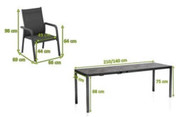 KETTLER Cubic/Basic Plus Esstischgarnitur, Anthrazit, Alu/HPL/Textilene, 140/210x70 Cm, 8 Stapelsessel -Kettler Verkaufs-Shop 28834 05.jpg