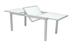 VILLANA Ausziehtisch, Silber/weiß, Alu/Sicherheitsglas, 160/220x90 Cm, Flügelmechanismus -Kettler Verkaufs-Shop 2 13395 2.jpg
