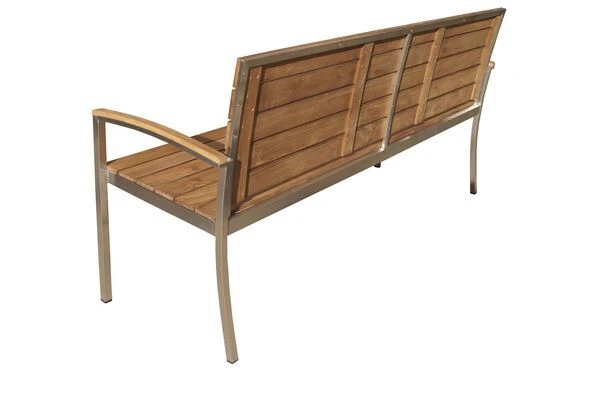 OUTFLEXX Gartenbank, FSC-Teakholz/Edelstahl, 3-Sitzer, 160x55x80cm 8 OUTFLEXX Gartenbank, FSC-Teakholz/Edelstahl, 3-Sitzer, 160x55x80cm – Bild 6