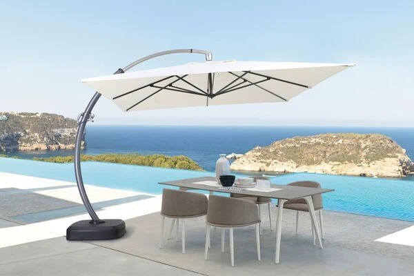 OUTFLEXX Luxus Ampelschirm, Anthrazit/creme, Edelstahl/Aluminium, 350x350cm, Inkl. Schirmständer Und Schutzhülle 4 OUTFLEXX Luxus Ampelschirm, Anthrazit/creme, Edelstahl/Aluminium, 350x350cm, Inkl. Schirmständer Und Schutzhülle – Bild 2