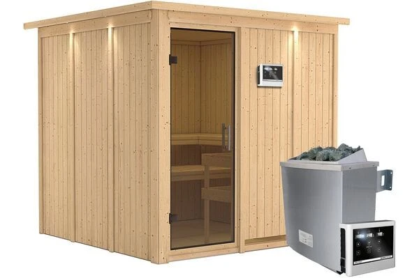 KARIBU Systemsauna Rodin, Fichtenholz 68mm, Fronteinstieg, Ca. 3,8m² 4 KARIBU Systemsauna Rodin, Fichtenholz 68mm, Fronteinstieg, Ca. 3,8m² – Bild 2