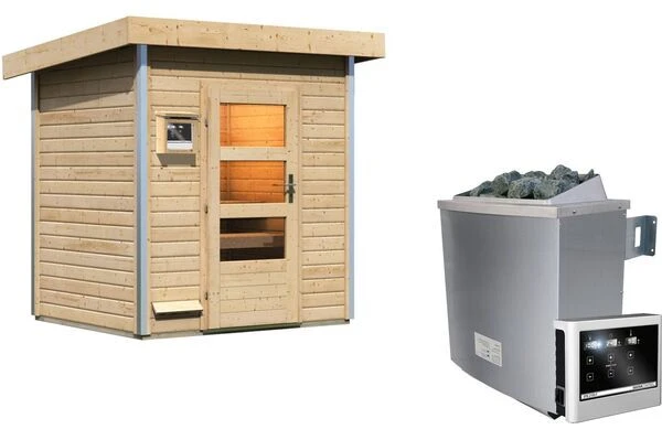 KARIBU Saunahaus Jorgen, Fichtenholz 38mm, Fronteinstieg, Ca. 2,9m² 4 KARIBU Saunahaus Jorgen, Fichtenholz 38mm, Fronteinstieg, Ca. 2,9m² – Bild 2