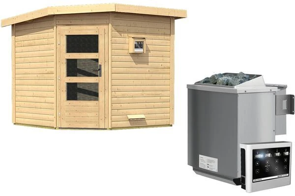 KARIBU Saunahaus Heikki, Fichtenholz 38mm, Eckeinstieg, Ca. 5,2m² 4 KARIBU Saunahaus Heikki, Fichtenholz 38mm, Eckeinstieg, Ca. 5,2m² – Bild 2