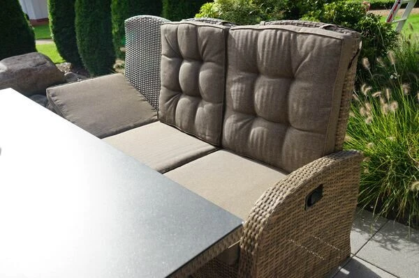 Ploß Rabida Comfort Dining / Lounge 3-Sitzer Sofa, Champagner-meliert, Polyrattan, 210x85x112 Cm, Verstellbar 4 Ploß Rabida Comfort Dining / Lounge 3-Sitzer Sofa, Champagner-meliert, Polyrattan, 210x85x112 Cm, Verstellbar – Bild 2