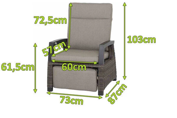 SIENA GARDEN Corido Relaxsessel, Charcoal, Alu / Gardino®-Geflecht, 73x87x103 Cm, Verstellbar 4 SIENA GARDEN Corido Relaxsessel, Charcoal, Alu / Gardino®-Geflecht, 73x87x103 Cm, Verstellbar – Bild 2