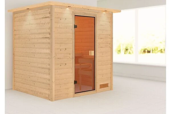 KARIBU Sauna Adelina, Fichtenholz 38 Mm, Fronteinstieg, Ca. 2,5m² 4 KARIBU Sauna Adelina, Fichtenholz 38 Mm, Fronteinstieg, Ca. 2,5m² – Bild 2